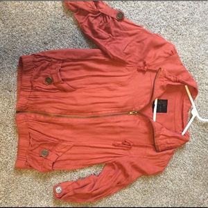 Burnt Orange lightweight crop jacket.